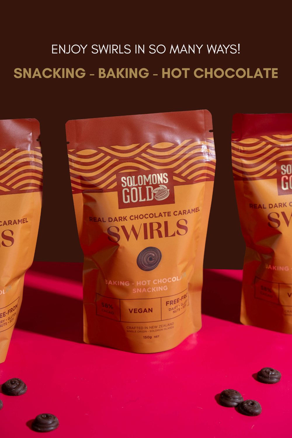 Dark Chocolate Swirls Caramel 58% 150g - get 2 for the price of 1 - while stocks last!