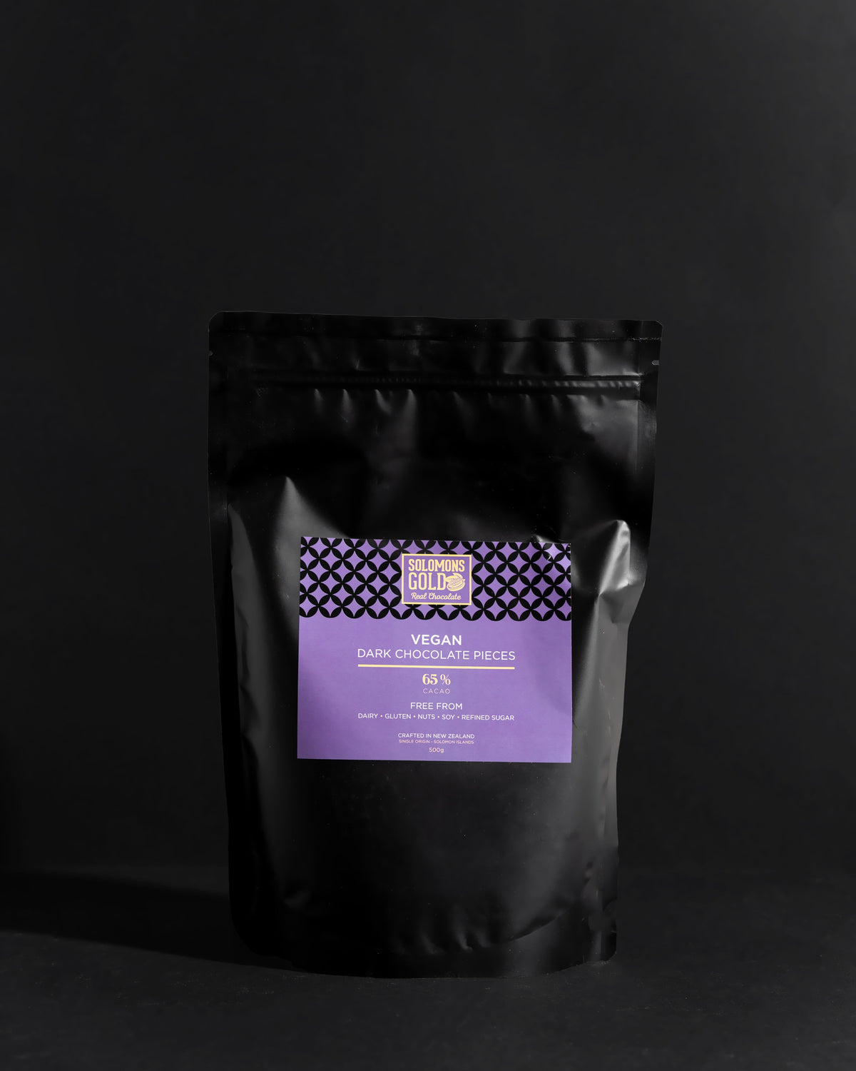 Dark Chocolate Pieces 65% Cacao, 500g - Refined Sugar Free