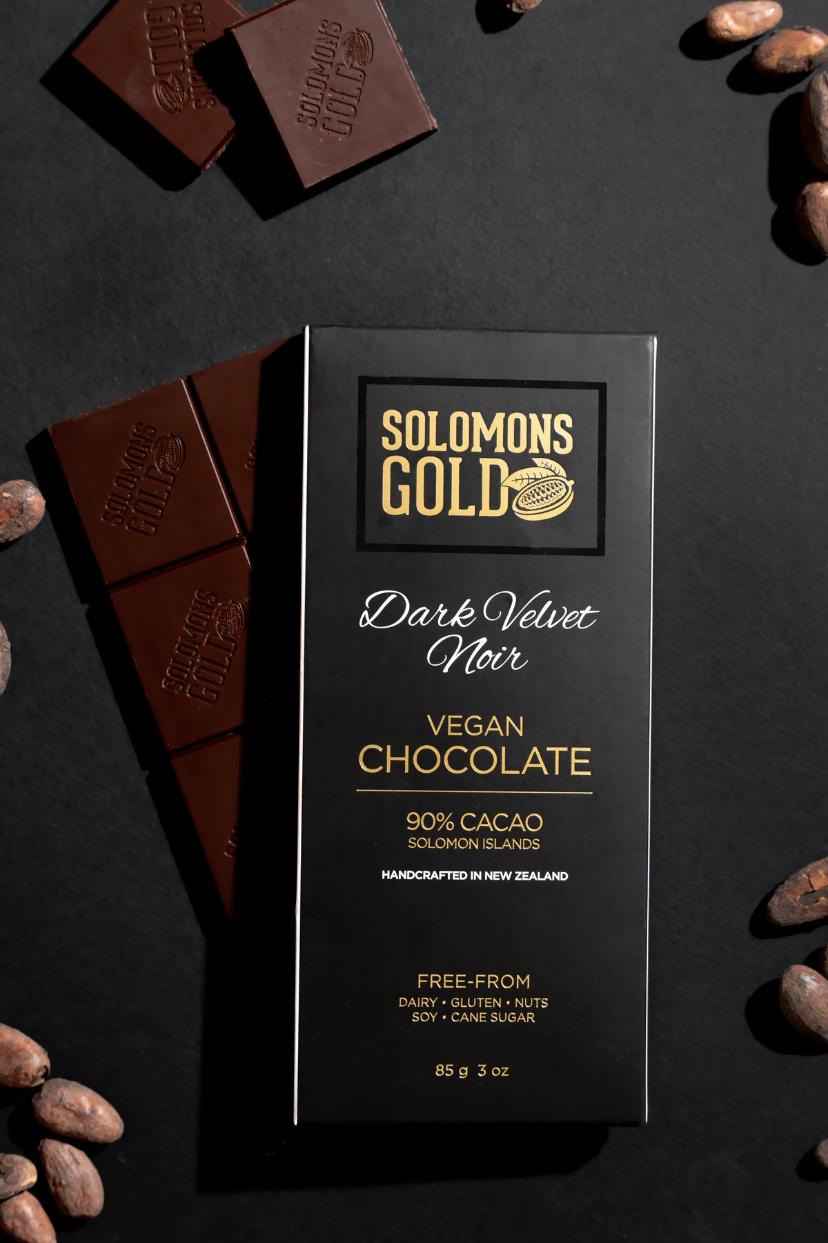 Dark Velvet Noir 90% Chocolate Bar Box - 85g x 12
